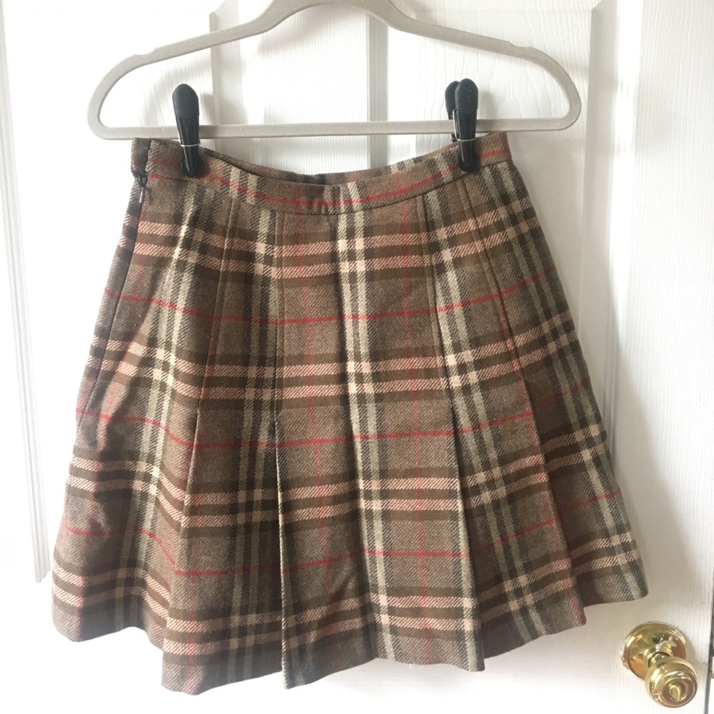 Burberry Authentic Plaid Wool Skirt